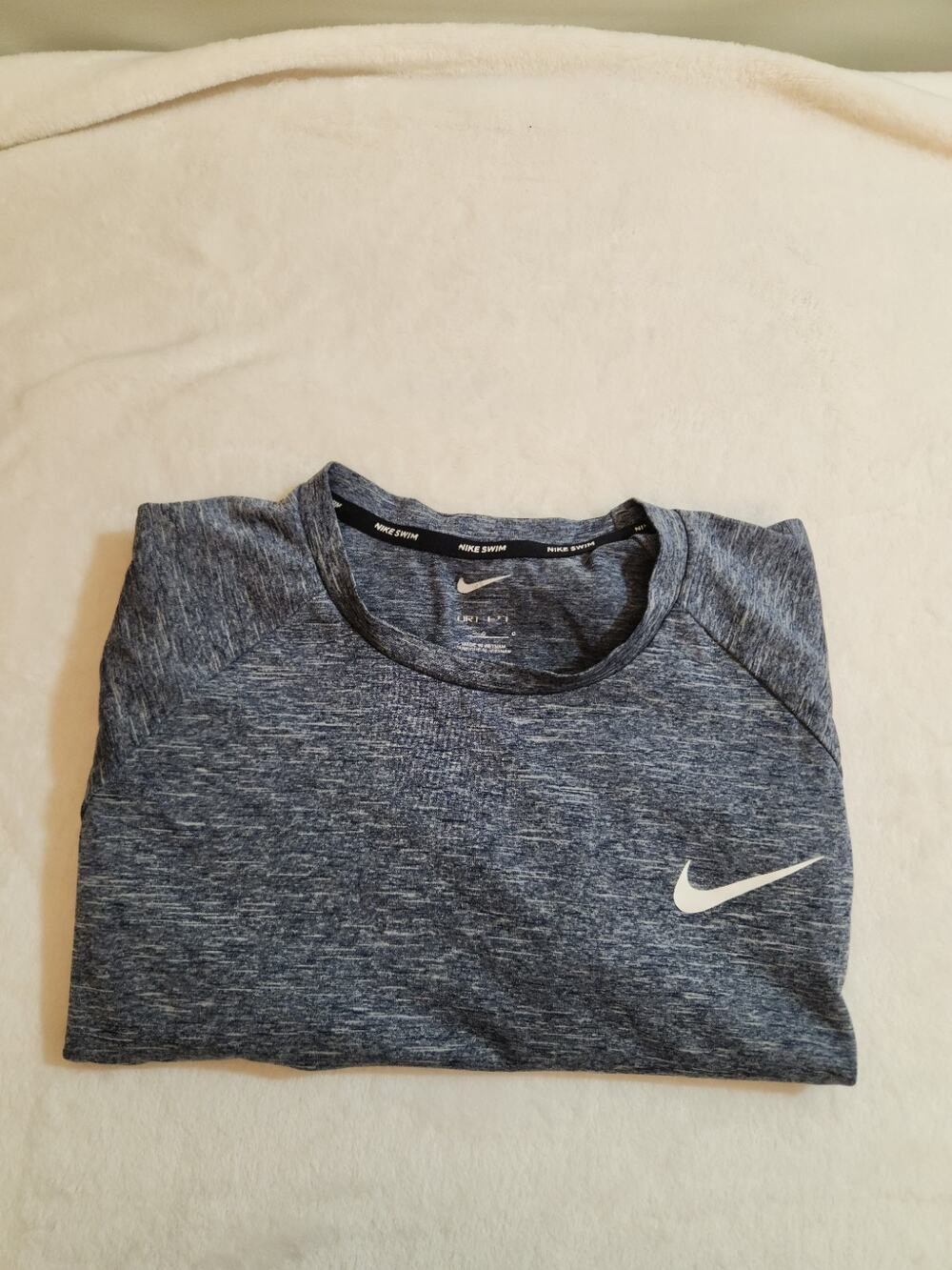 Nike Swim Dri-Fit UPF TShirt Mens Large Blue Short Sleeve T Shirt Crew Heather